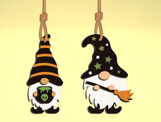 Halloween Witch Gnome Ornament SVG Bundle for Glowforge xTool LightBurn