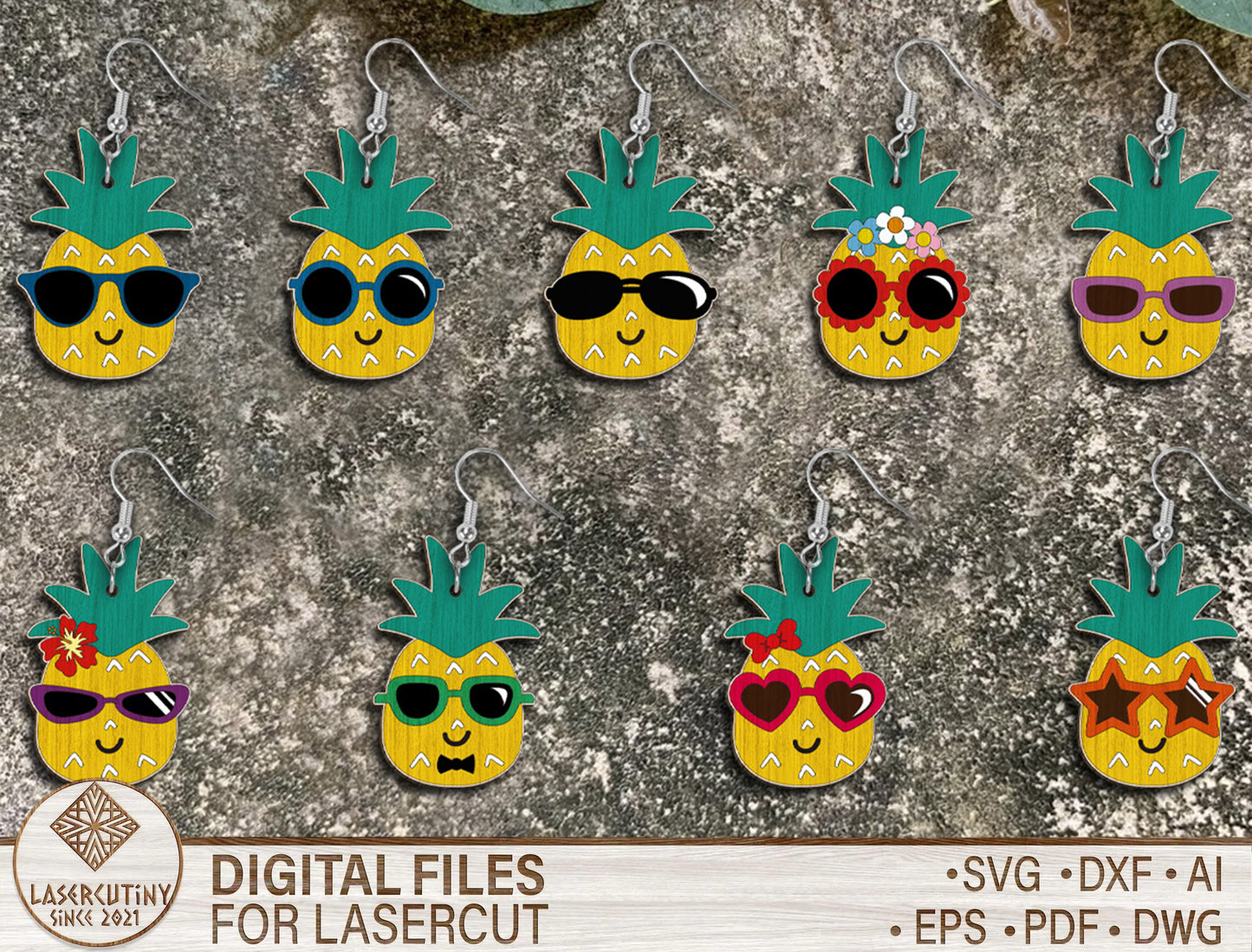 Pineapple Sunglasses Earring SVG Bundle with 19 Summer Designs