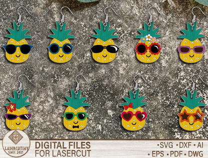 Pineapple Sunglasses Earring SVG Bundle with 19 Summer Designs