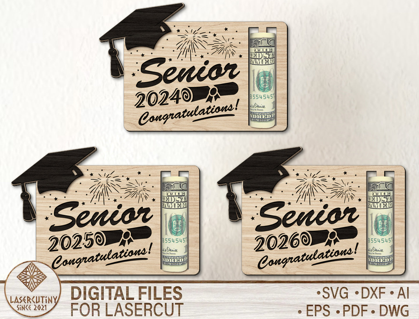 Graduation Cash Holder SVG Laser Cut File for xTool and LightBurn