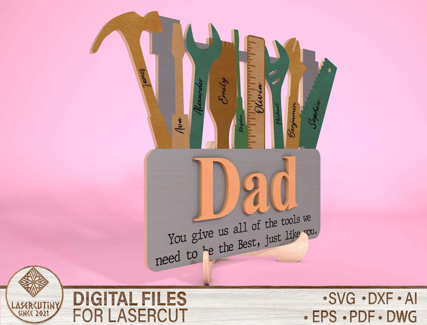 Personalized Dad Tool Sign SVG Laser Cut File for Glowforge and LightBurn