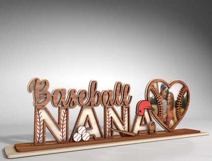 Personalized Sports Mom Photo Heart Sign SVG for LightBurn