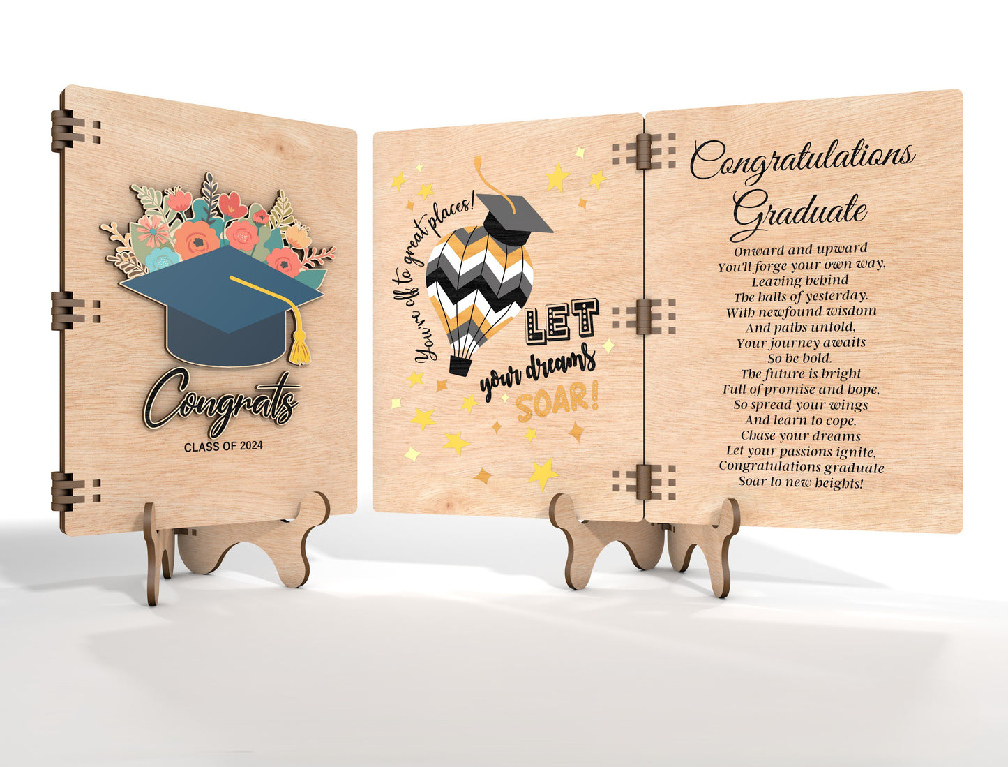 Graduation Folding Card SVG Laser Cut File for xTool and Glowforge