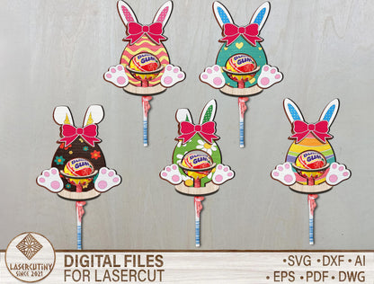 Easter Bunny Lollipop Holder SVG Bundle 15 Egg Candy for Glowforge and xTool