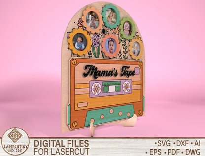 Mom Cassette Tape Photo Frame SVG for xTool and LightBurn