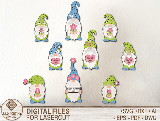 Gnome Flower Holder SVG Mother's Day Display for Glowforge