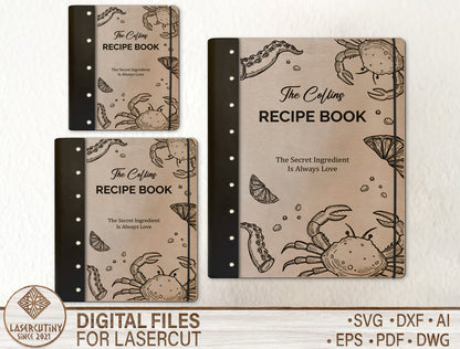 Mother's Day Seafood Recipe Book SVG Cookbook Cover for Glowforge