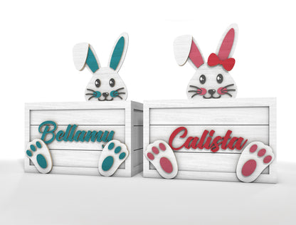Personalized Easter Bunny Box SVG Bundle Wooden Basket for LightBurn and xTool