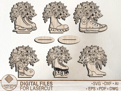 Floral Boot Stand SVG Flower Bouquet Shoe Decor for LightBurn and xTool