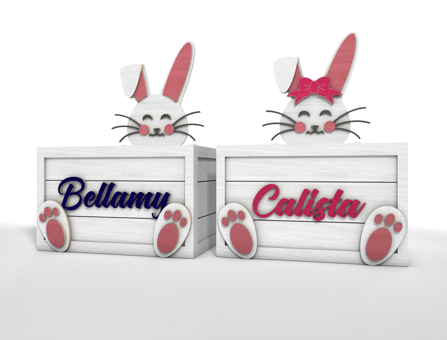 Personalized Easter Bunny Basket SVG Cute Wooden Box for Glowforge and xTool