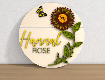 Sunflower Door Sign SVG for LightBurn and Glowforge