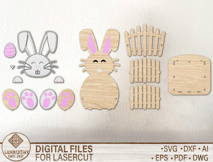Cute Bunny Egg Holder Stand SVG Pastel Easter 2 Designs for LightBurn and xTool