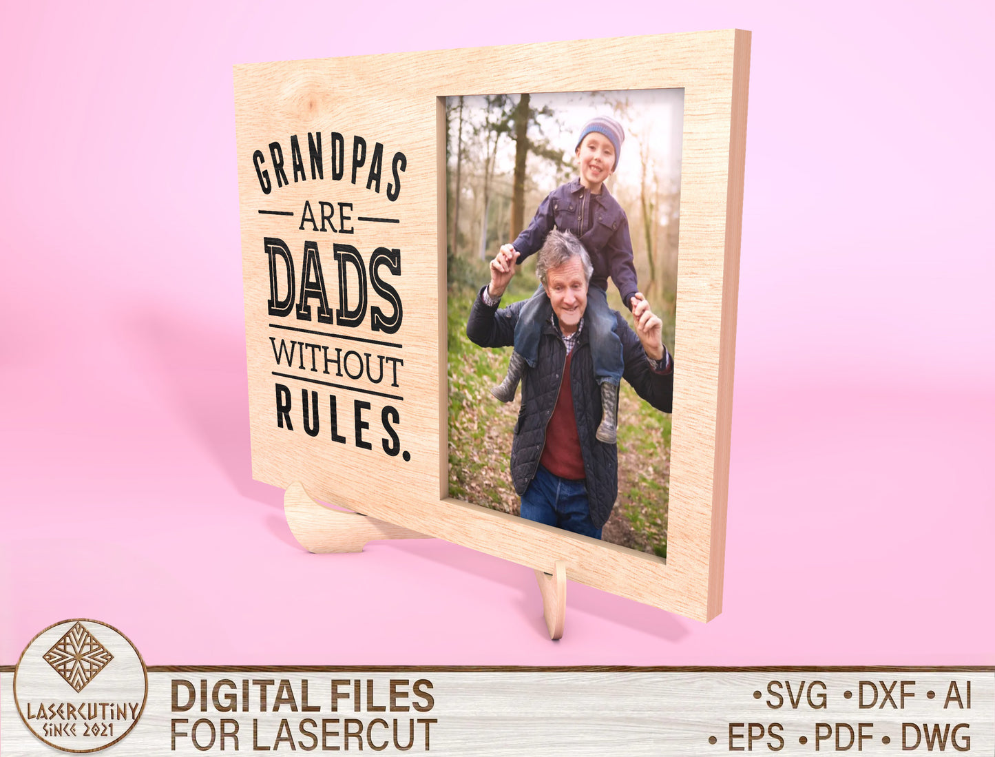 Grandpa Photo Frame SVG Laser Cut File for Glowforge and xTool