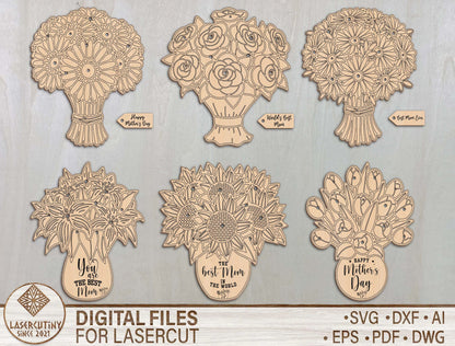 Mother's Day Bouquet Holder SVG Floral Insert Stand for Glowforge