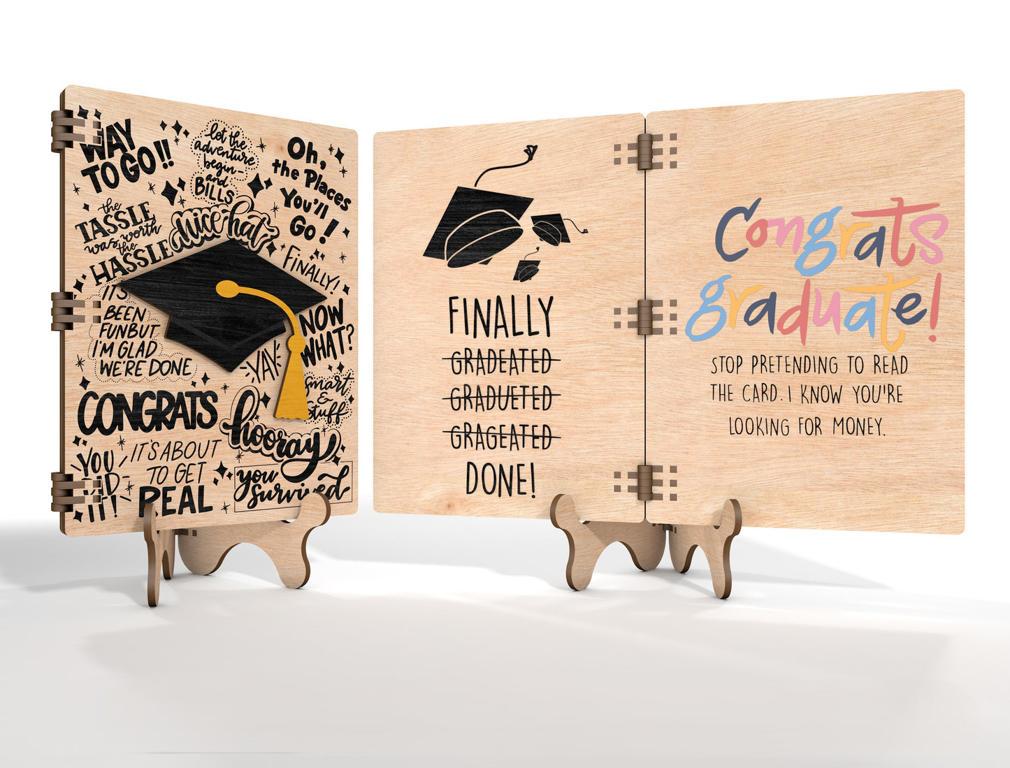 Graduation Folding Gift Card SVG for Glowforge and xTool
