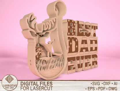 Best Dad Ever Multilayer SVG Laser Cut File for LightBurn and xTool