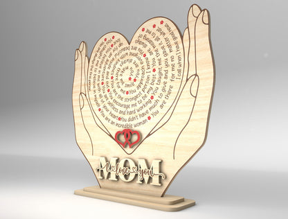 Mom Heart Hands Sign SVG Bundle for LightBurn and Glowforge