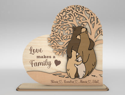 Bear Family Love Makes a Family Sign SVG for Glowforge