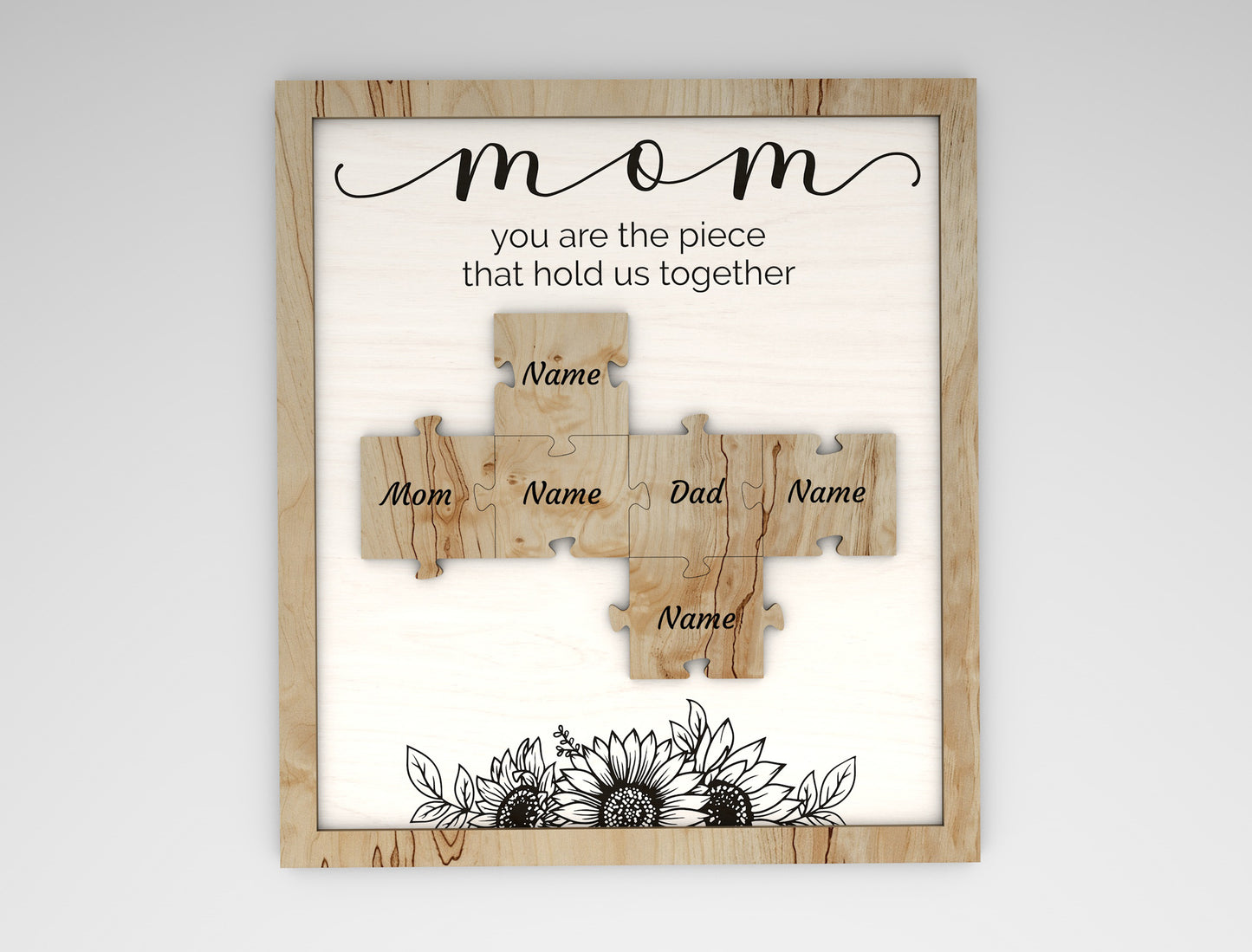 "You Are The Piece" Mom Puzzle Frame SVG for xTool and Glowforge