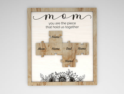 "You Are The Piece" Mom Puzzle Frame SVG for xTool and Glowforge