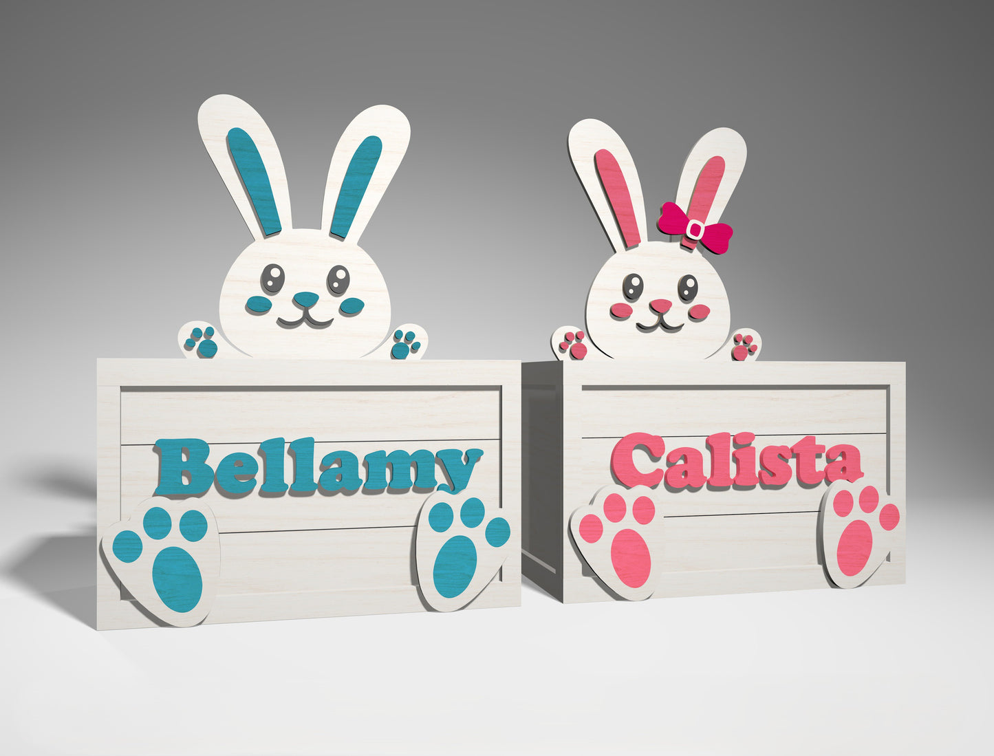 Personalized Easter Bunny Box SVG Wooden Basket 2 Designs for LightBurn