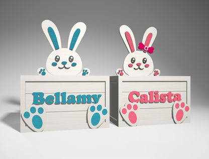 Personalized Easter Bunny Box SVG Wooden Basket 2 Designs for LightBurn