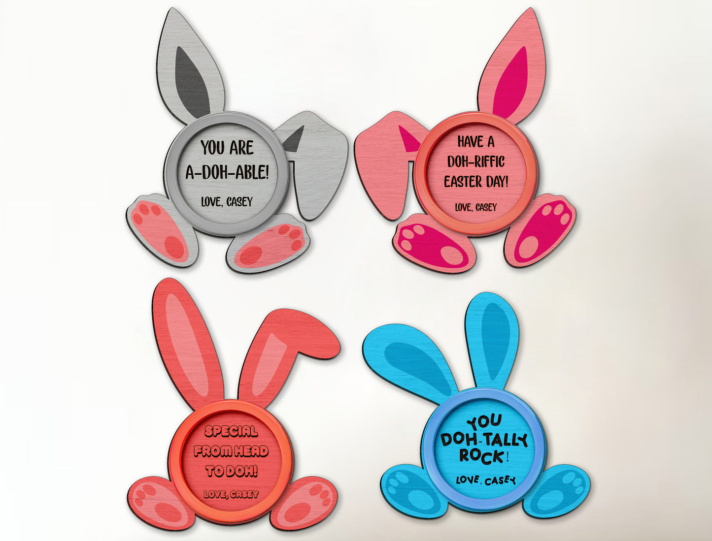 Funny Bunny Ear Tag Sign SVG Bundle 10 Easter Designs for Glowforge