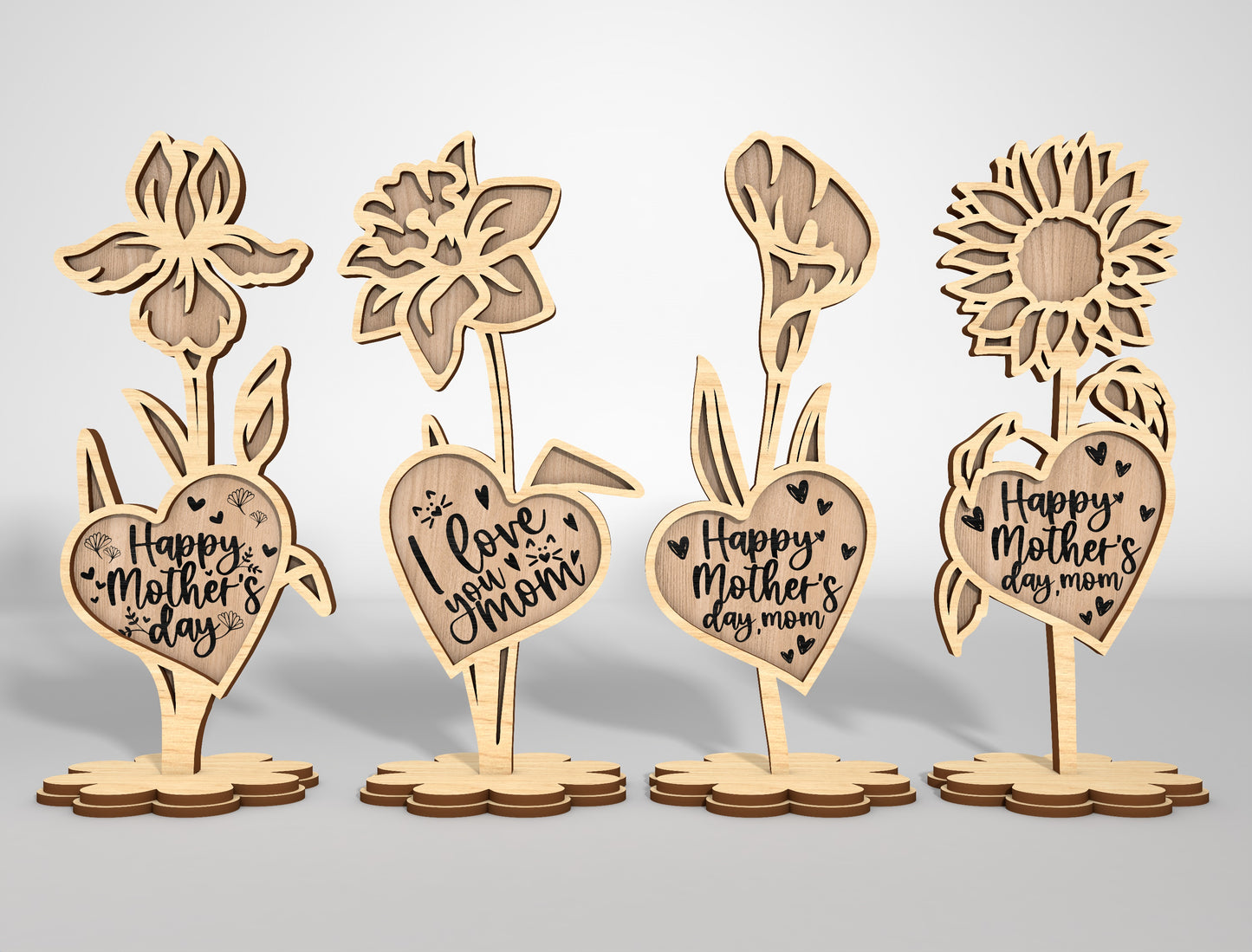 Mother's Day Flower Stand Quote SVG Bundle for Glowforge and xTool