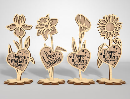 Mother's Day Flower Stand Quote SVG Bundle for Glowforge and xTool