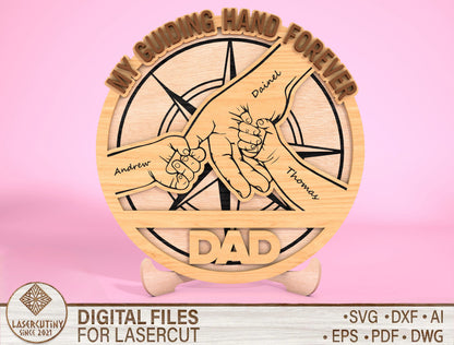 Personalized Dad Compass Sign SVG Laser Cut File for Glowforge and LightBurn