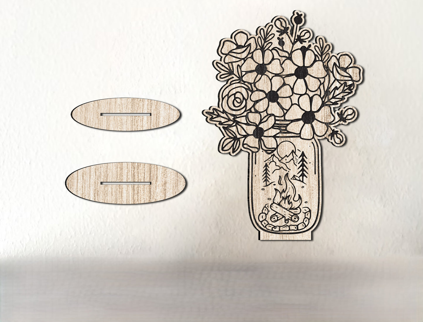 Mason Jar Floral Camping SVG Bundle Engraved Decor for Glowforge