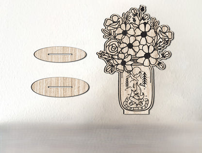 Mason Jar Floral Camping SVG Bundle Engraved Decor for Glowforge