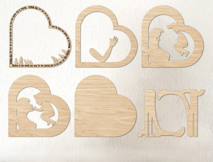 Mother and Child Silhouette SVG Heart Arch Wood Sign for Glowforge