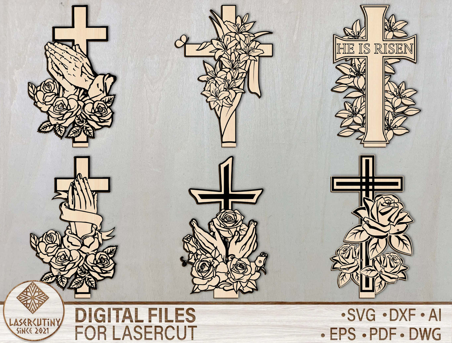 Cross Flower Holder SVG Laser Cut File for Glowforge and xTool