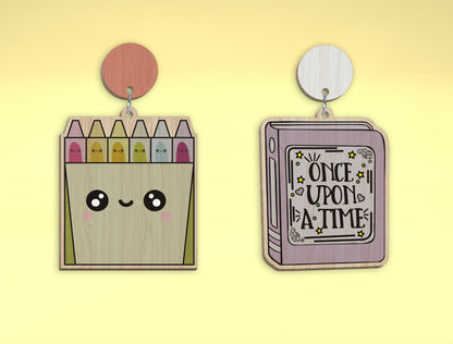 Teacher Earrings SVG Bundle Laser Cut File for Glowforge and xTool