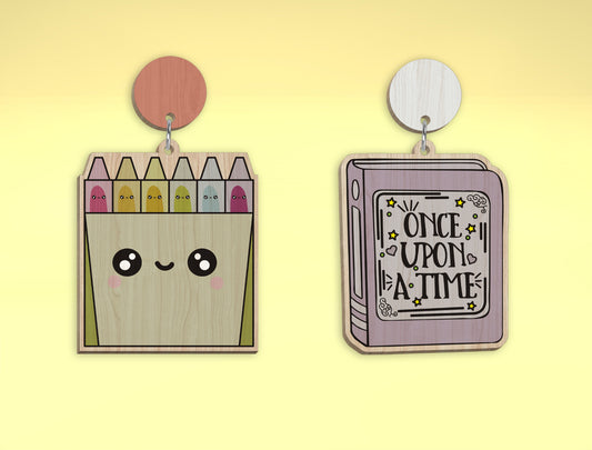 Teacher Earrings SVG Bundle Laser Cut File for Glowforge and xTool