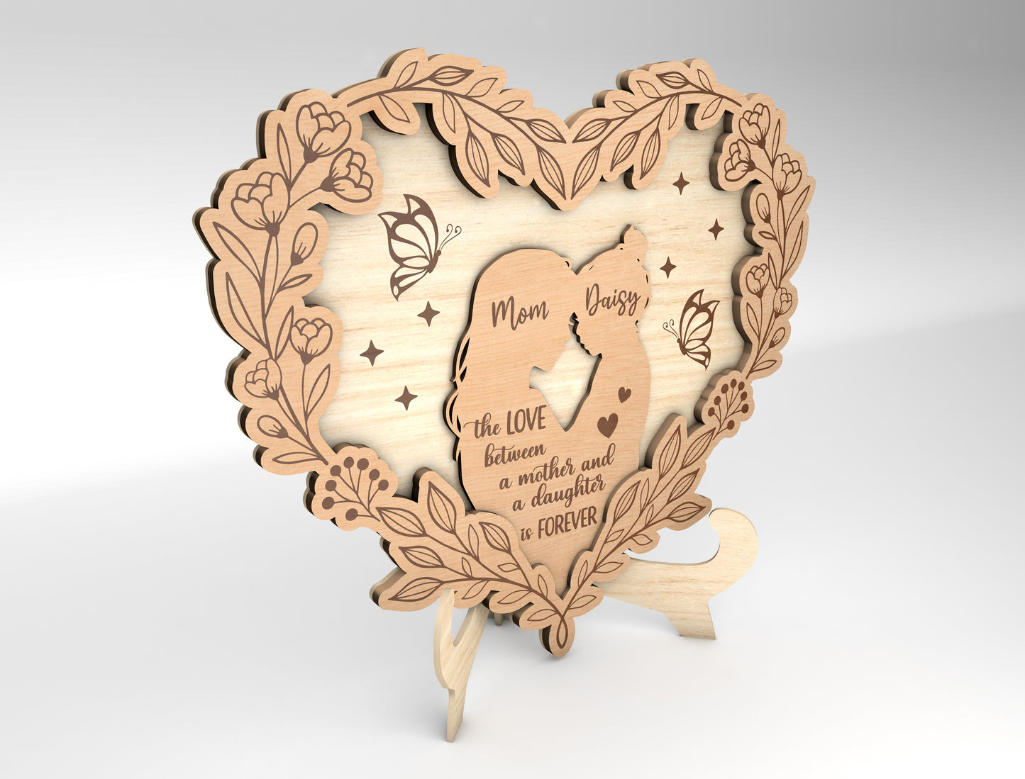 Floral Lace Mother Photo Frame Sign SVG for xTool and LightBurn