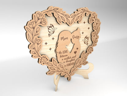Floral Lace Mother Photo Frame Sign SVG for xTool and LightBurn