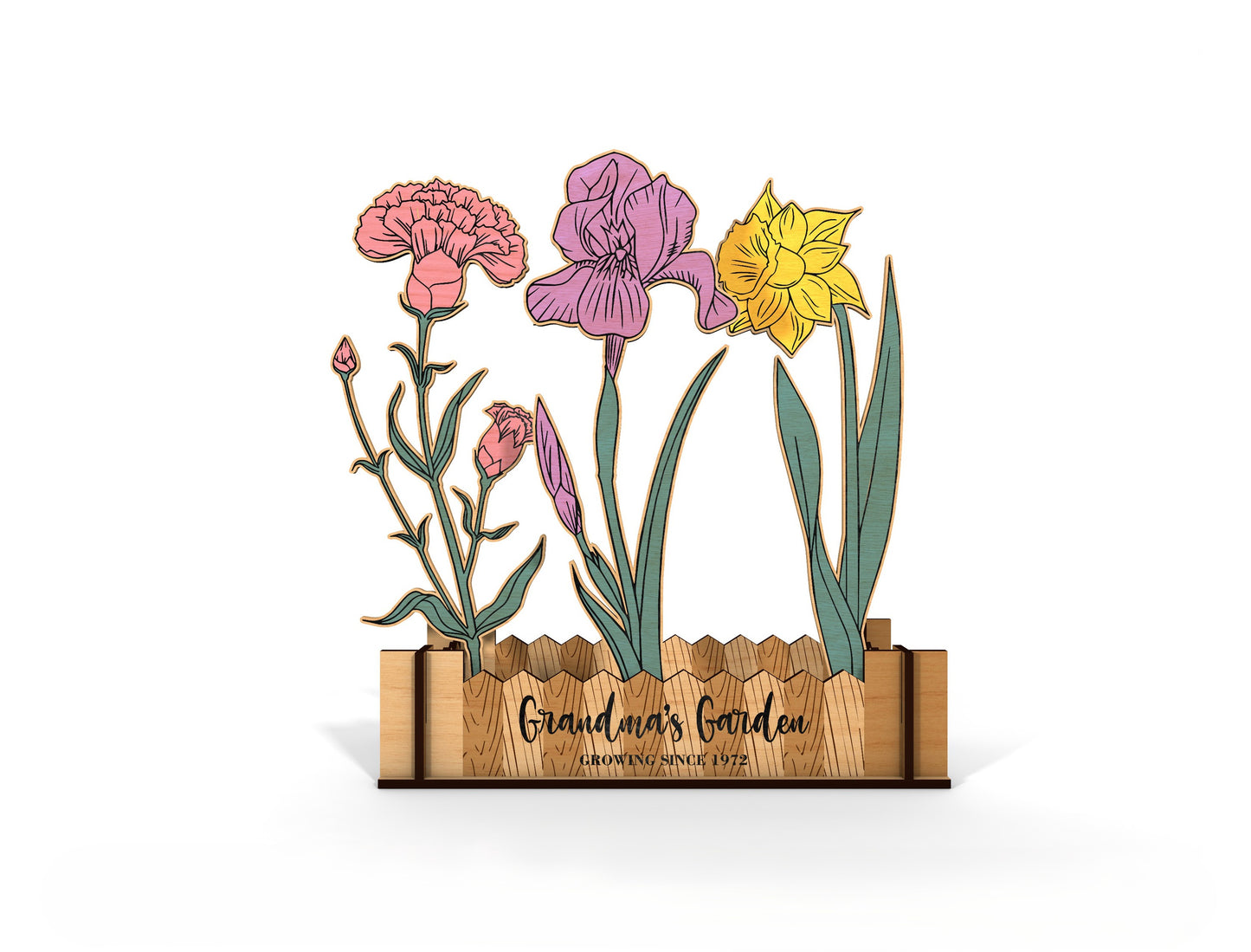 Birth Flower Garden Box SVG Bundle Floral Fence for xTool and LightBurn