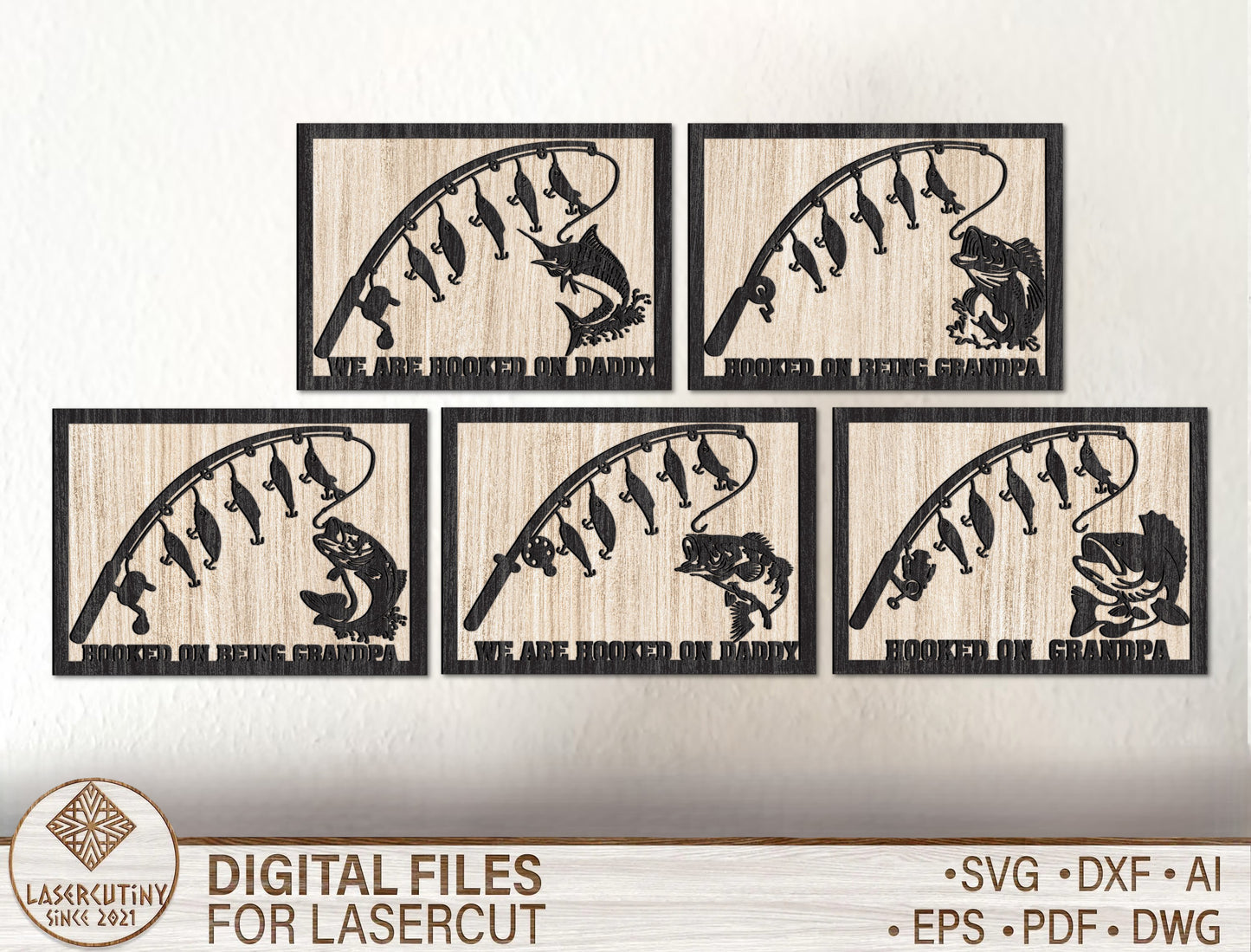 Personalized Fishing Dad Rustic Sign SVG for Glowforge and xTool