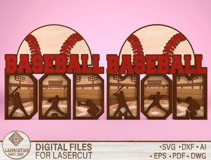 Baseball Dad Sign SVG Laser Cut File for Glowforge and xTool