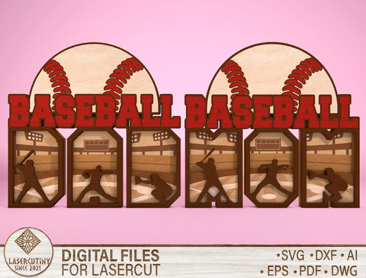 Baseball Dad Sign SVG Laser Cut File for Glowforge and xTool