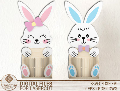 Cute Bunny Lamb Egg Basket Holder SVG Bundle 4 Easter Designs for LightBurn