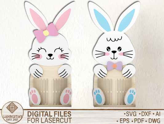 Cute Bunny Lamb Egg Basket Holder SVG Bundle 4 Easter Designs for LightBurn