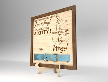 Cat Memorial Collar Holder Tabletop SVG Photo Frame Laser Cut File for Glowforge