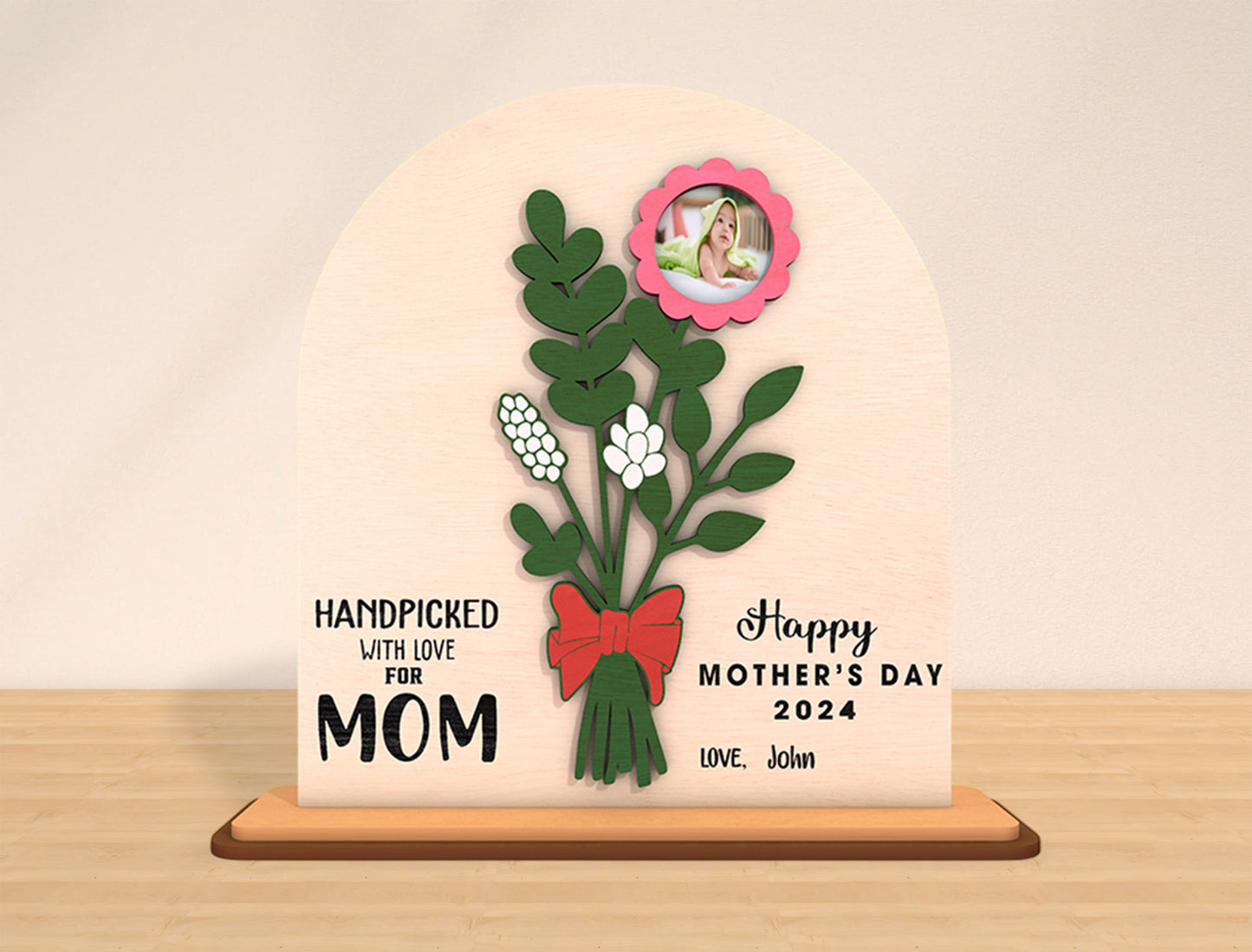 Handpicked With Love Mom Photo Frame SVG Bouquet for Glowforge