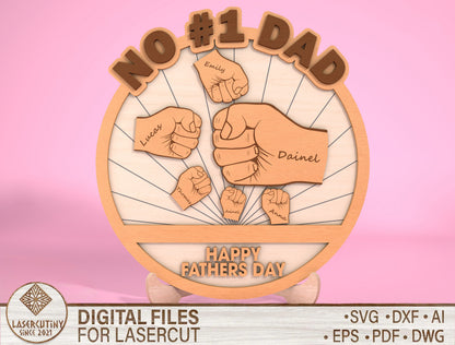 Personalized No 1 Dad Sign SVG Laser Cut File for Glowforge