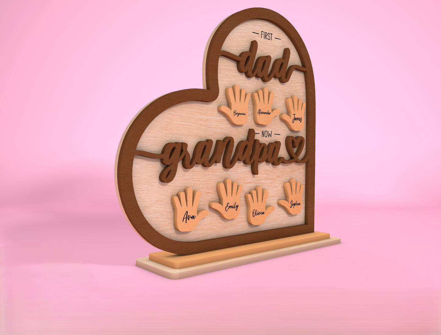 Personalized Dad Grandpa Handprint Sign SVG Laser Cut File for Glowforge and LightBurn