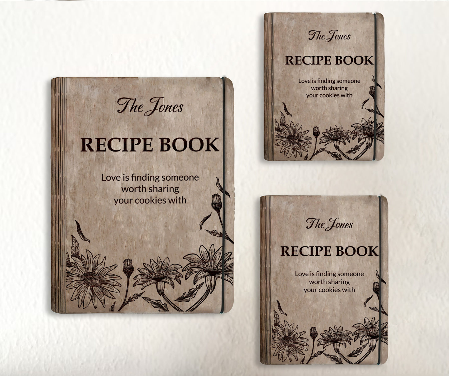 Family Vintage Floral Recipe Book SVG Engraved Binder for Glowforge