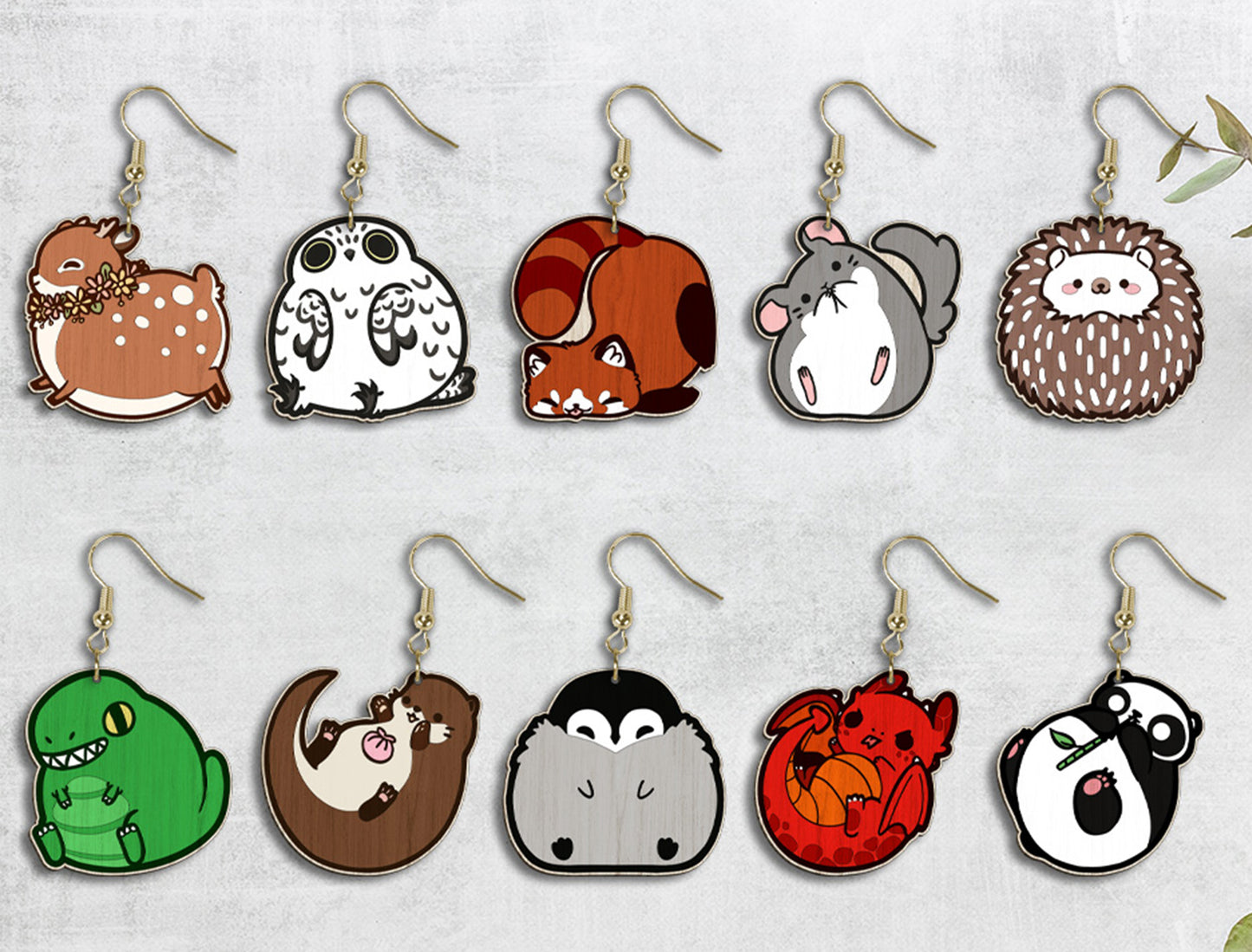 Cute Animal Earring SVG Bundle Laser Cut File for Glowforge and xTool